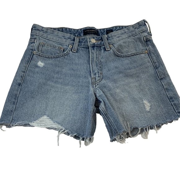 Lucky Brand Women's Boyfriend Distressed Cut Off Jean Shorts Size 4 / 27* Blue - Picture 1 of 8